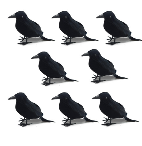 8pcs halloween feathered crow - 8pcs,