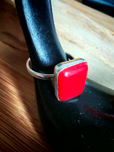 Silver platwd red coral - red,