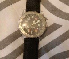 Cotton Traders Six Nations Mens Watch Silver Face Rubber Strap 