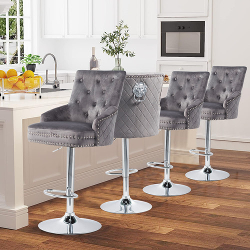 Luxury velvet bar stool gas - velvet,