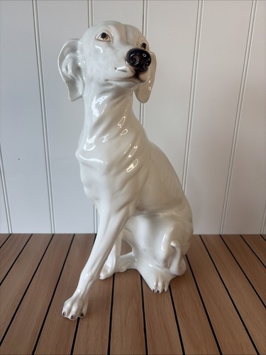 Large white ceramic greyhound - large,