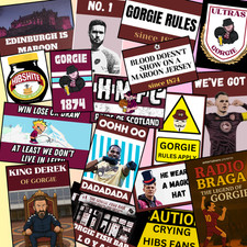 Hearts football stickers x 50,  Based on Gorgie, Heart of Midlothian, scarf