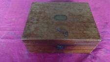 ANTIQUE MAHOGANY WOOD INLAID DESK TOP WRITING BOX   SEWING BOX  WITH LOCK & KEY