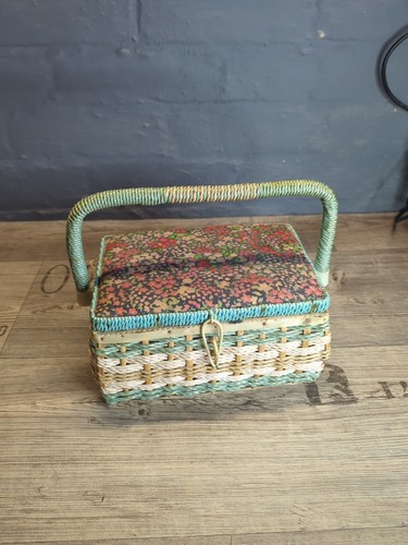 Vintage sewing box wicker with - vintage,