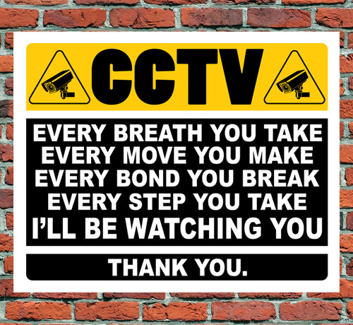 Funny cctv warning metal - warning, sign