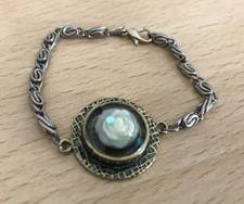 Champagne Coloured Chain & GP Bezel 6.25" Bracelet with Cream Rose in Resin