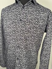 Autograph Mens Long Sleeved Floral Shirt Size Medium Supima Cotton Purple