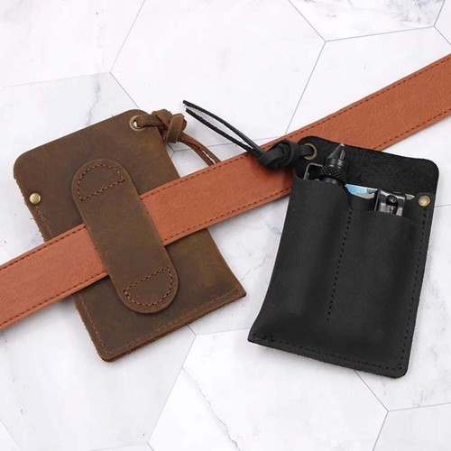 Small leather edc pocket - leather,