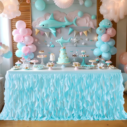 Aqua blue tulle - curly, willow
