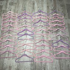 42 x Baby Toddler Infant Pink and Purple Velvet Flocked Coat Hangers