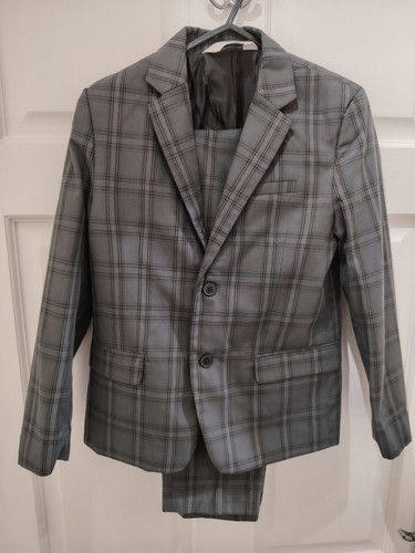 Boys check suit grey - suit, 9/10