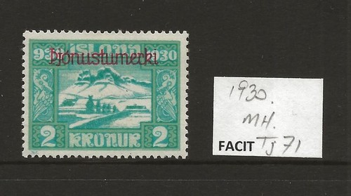 1930 iceland 2kr blue green - 2kr, blue-green