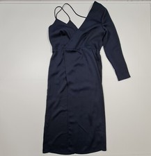 ISSA London Womens Dress Navy Blue 10 UK One Shoulder Midi Dress