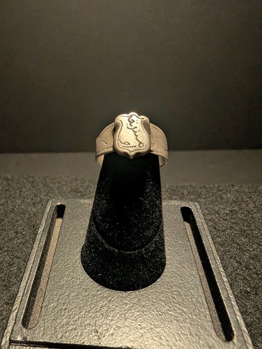 Medieval silver shield ring - silver,