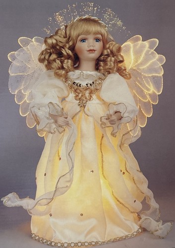 Vtg fibre optic angel - angel, tree