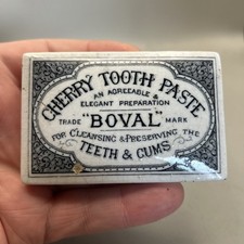 GENUINE DUMP DUG VICTORIAN OBLONG CHERRY TOOTH PASTE POT LID “BOVAL”