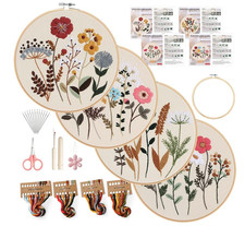 4pcs flower cross - stitch, kit