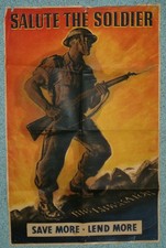 Vintage WWII 1944 Poster Salute The Soldier Liberator National Savings Comittee