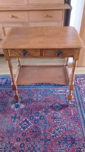 Vintage oak carved side table - carved,