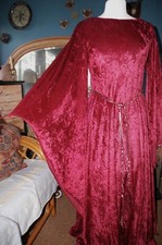 Vintage Handmade Pagan Wedding Dress - Red Velvet Medieval Dress - LARP - REN
