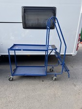 Portable Trolley with Steps Order Picking Warehouse Trolley Packing Table 