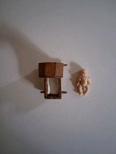 24th Dollshoyse Tudor Style Cradle and Porcelain 24th Scale Baby