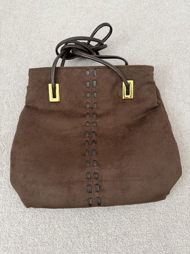 Brown faux suede crossbody - suede,