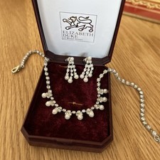 Elizabeth Duke Diamanté And Pearl Necklace And Earrings wedding Jewellery Set