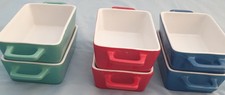 SMALL OVEN TO TABLE LASAGNE/PIE/CASSEROLE DISHES - Set Of 6 MULTICOLOURED DISHES
