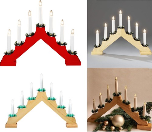 Led wooden christmas candle - wooden,