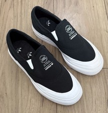 Adidas Nizza RF Slip On Black White Pumps Trainers | Size UK 6.5, EUR 40