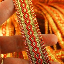 Upholstery gimp, Metallic Gold and Red, Braid Trim for Upcycle Repair , 25mm G18