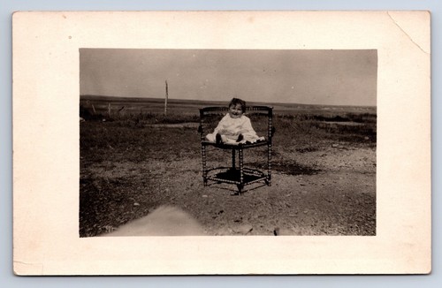 Vintage rppc baby sitting - baby,