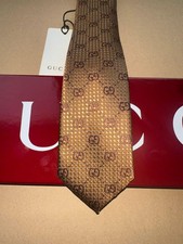 GUCCI GG MICRO SILK TIE BROWN