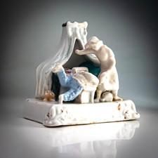 Victorian Staffordshire Fairing Figure Mother Spanks Boy c1860 Flatback