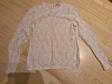 Cream Lacy High Neck Blouse