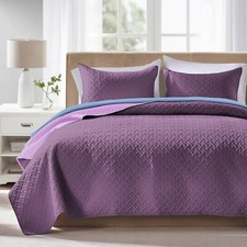 3 Piece Reversible Quilted Bedspread Embossed Comforter Bedding Set King Size
