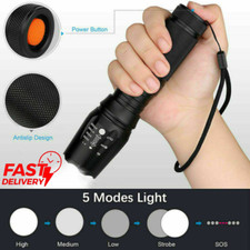 Super Bright 90000LM LED T6 Zoom Flashlight Waterproof Camping Lamp Torch UK