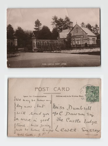 Postcard ford castle west - ford,