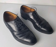 ALDEN 909 Shoes Mens 9 Black Leather Brogue Cap Toe Oxfords Medallion