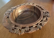 Wooden Carved Bowl/fruit Bowl 25cm