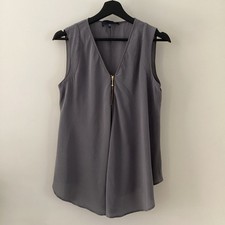 Gorgeous Ladies Bastyan Grey 100% Silk Top, UK Size 10, Good Condition