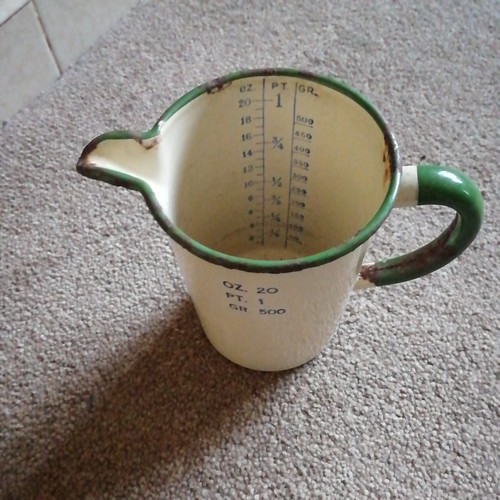 Vintage cream green enamel 1 - cream,