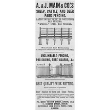 AJ MAIN & CO Sheep, Cattle & Deer Park Fencing Victorian Advertisement 1891