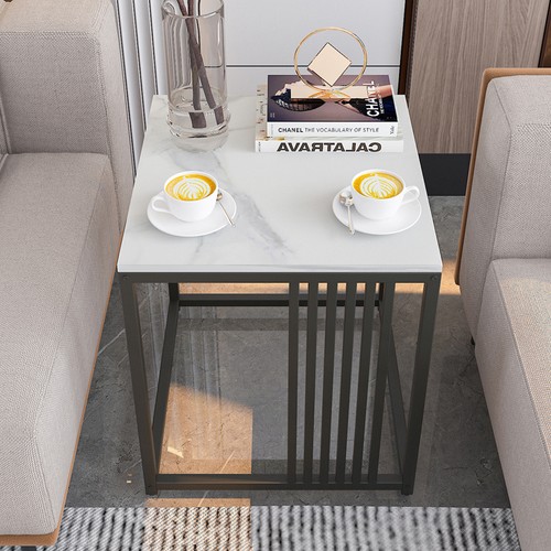 Faux marble side table square - marble,