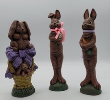 Vintage Ceramic Chocolate Painted Easter Bunny Spring Holiday Bunnies