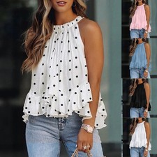 Women Halter Neck Pleated Vest