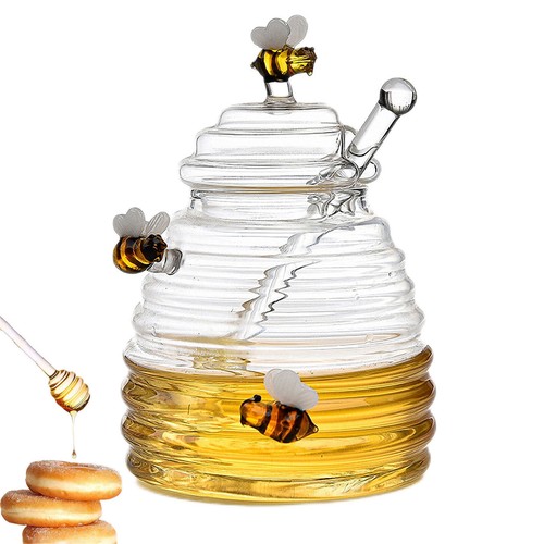 Transparent honey jar with - jar,
