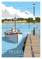 Felixstowe Ferry Jetty, Boat. Print, Suffolk. Poster, Print.