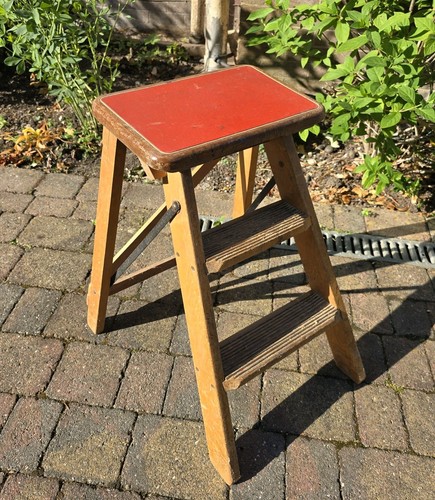 Vintage wood small step ladder - vintage,